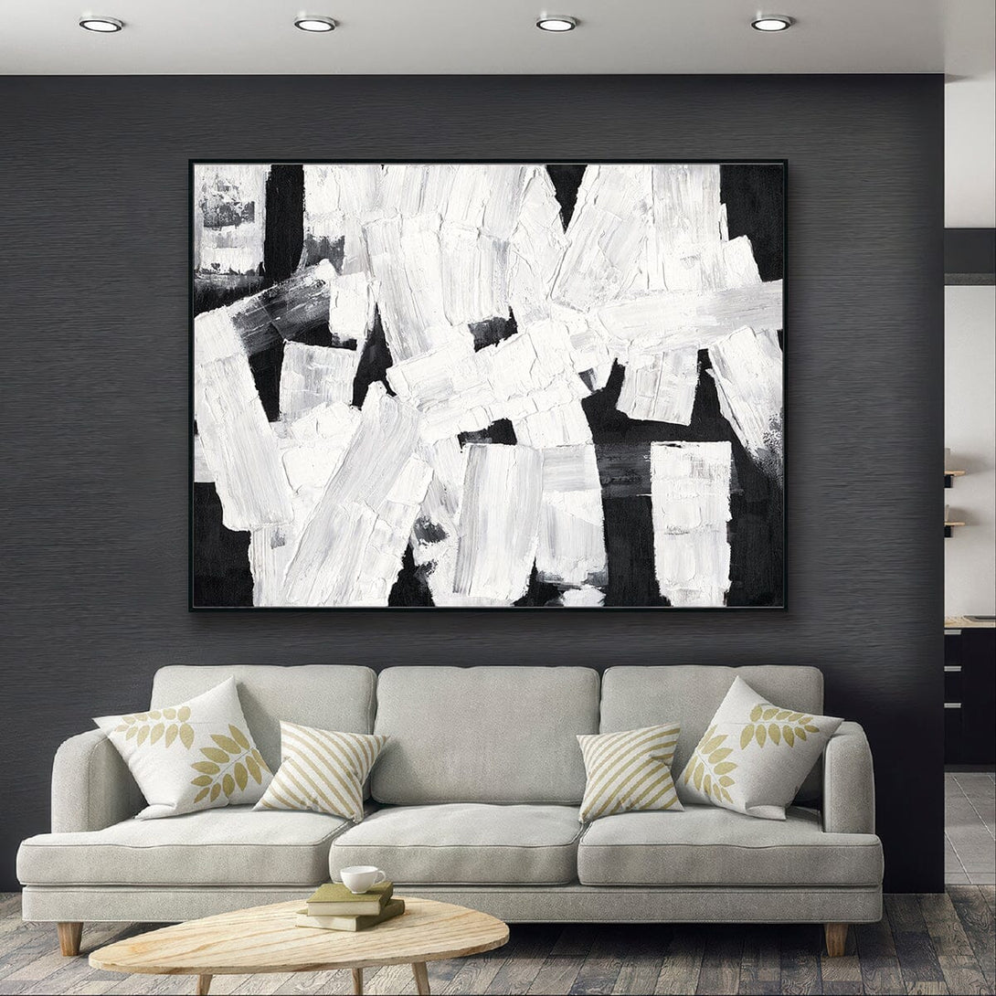 White Formation - Black & White Abstract Texture Painting#M3780 Painting artwepaint 