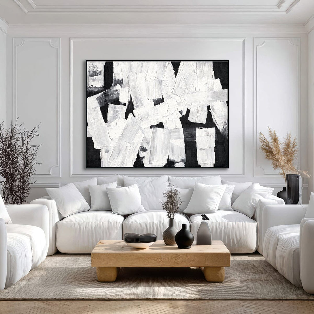 White Formation - Black & White Abstract Texture Painting#M3780 Painting artwepaint 