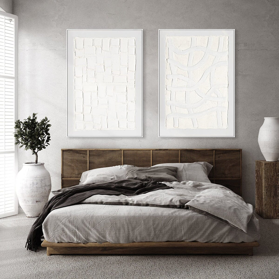 White Grid - Minimalist Relief Abstract Painting#L6038 Painting artwepaint 