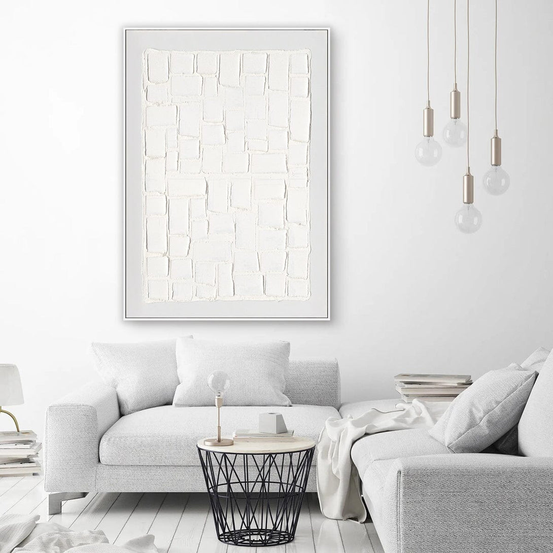 White Grid - Minimalist Relief Abstract Painting#L6038 Painting artwepaint 