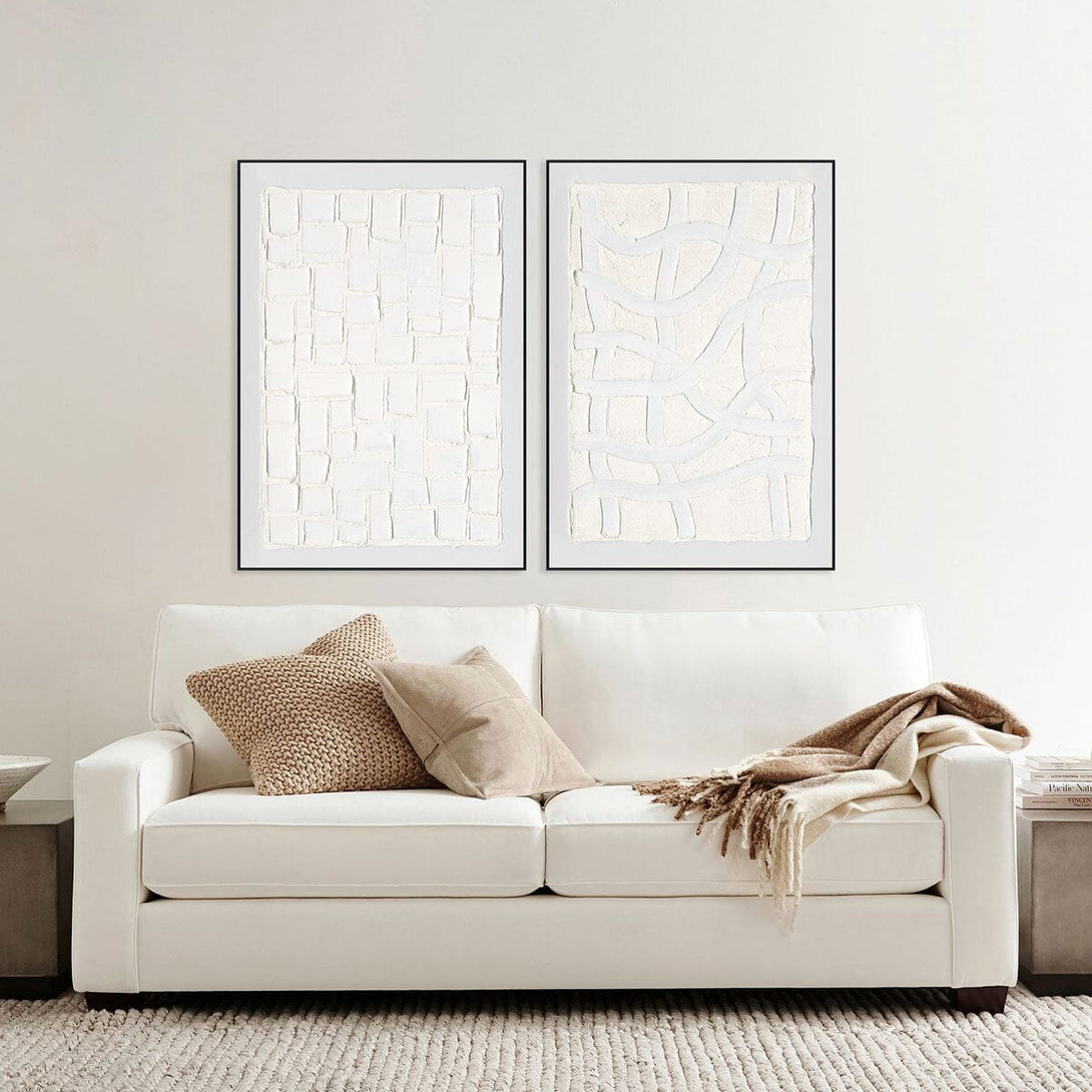 White Grid - Minimalist Relief Abstract Painting#L6038 Painting artwepaint 
