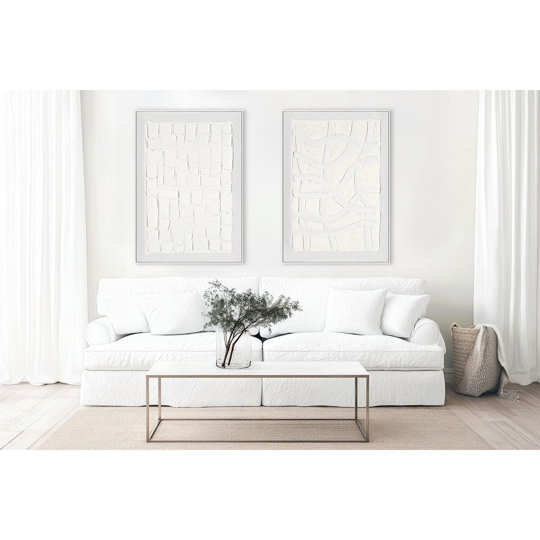 White Grid - Minimalist Relief Abstract Painting#L6038 Painting artwepaint 