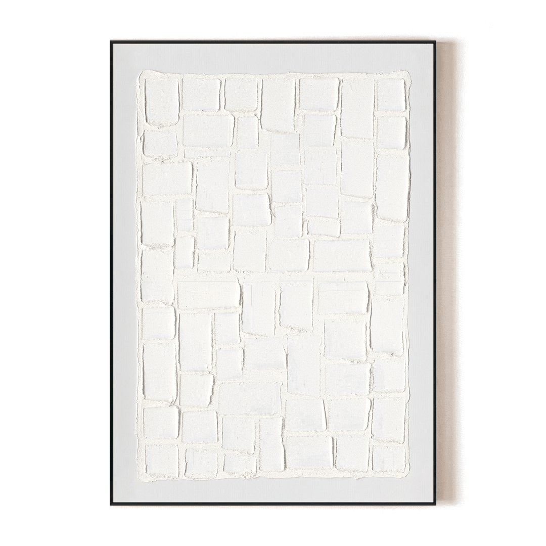 White Grid - Minimalist Relief Abstract Painting#L6038 Painting artwepaint 
