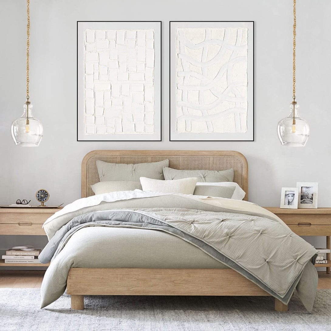 White Grid - Minimalist Relief Abstract Painting#L6038 Painting artwepaint 