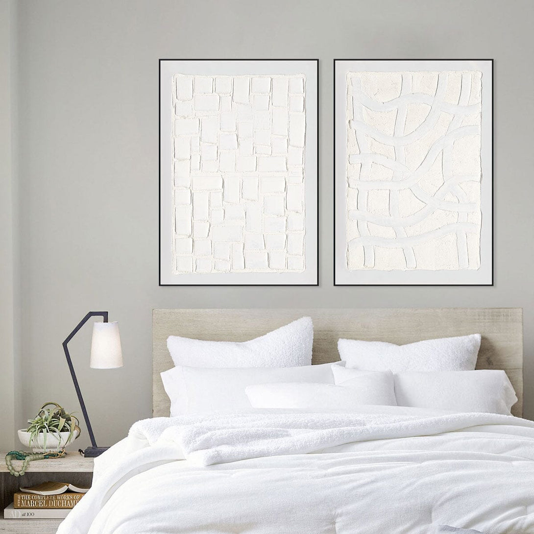 White Grid - Minimalist Relief Abstract Painting#L6038 Painting artwepaint 