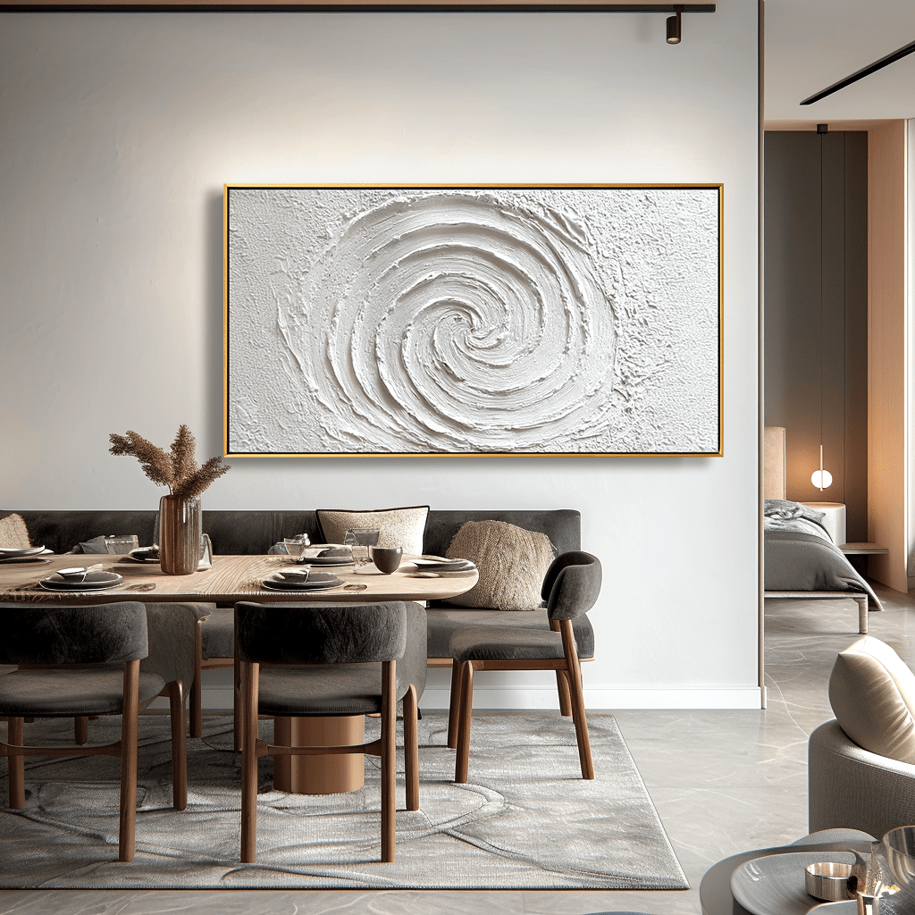 White Spiral Essence – Textured Abstract Relief Painting #93048 Painting artwepaint 