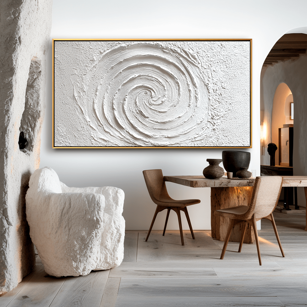 White Spiral Essence – Textured Abstract Relief Painting #93048 Painting artwepaint 