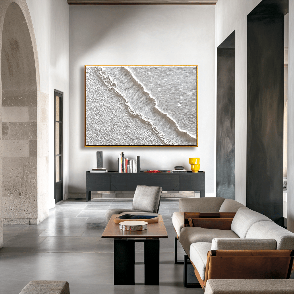 White Tide – Textured Ocean Abstract Painting #93028 Painting artwepaint 