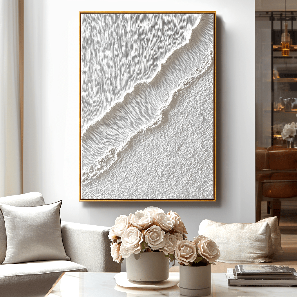 White Tide – Textured Ocean Abstract Painting #93028 Painting artwepaint 