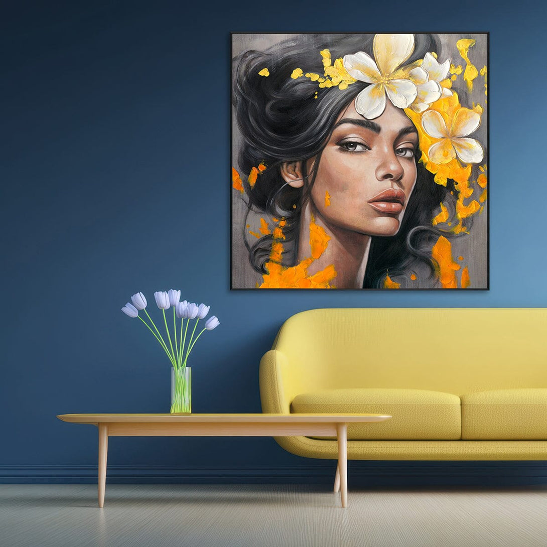 Yellow Flowers-Abstract Woman Portrait #P2706 Painting artwepaint 