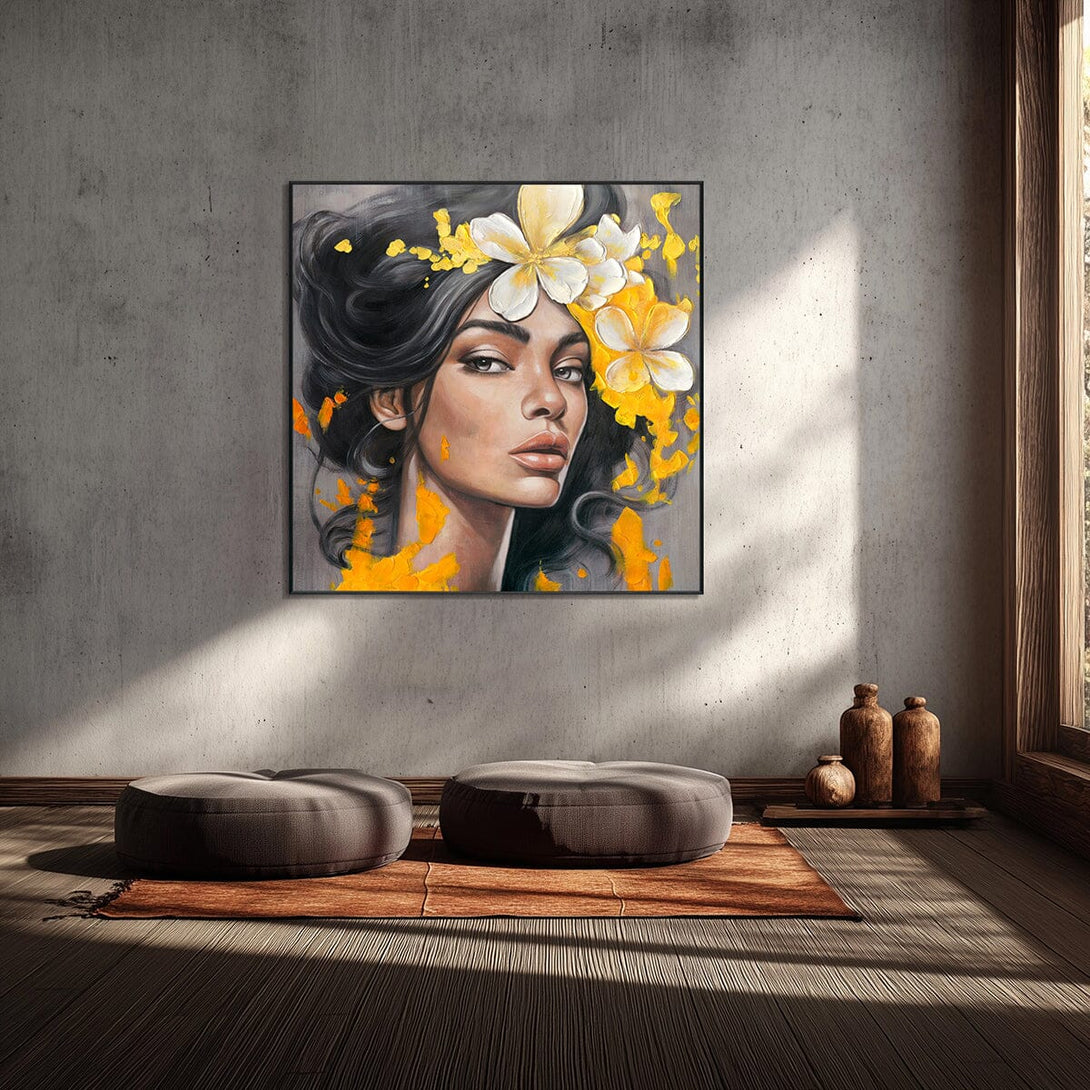 Yellow Flowers-Abstract Woman Portrait #P2706 Painting artwepaint 