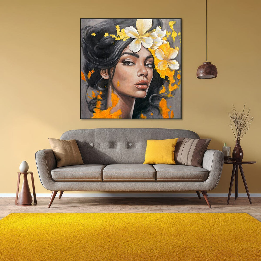 Yellow Flowers-Abstract Woman Portrait #P2706 Painting artwepaint 